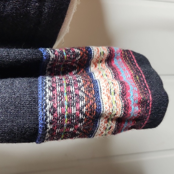 Vintage gray knit fair Isle preppy Quality boho full-zip ski cardigan sweater - Picture 8 of 11